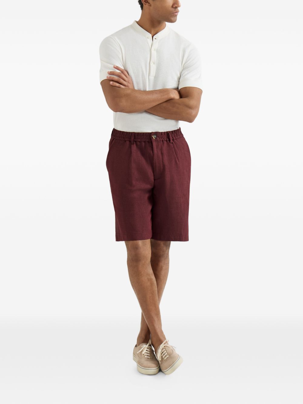 Brunello Cucinelli Men Linen Bermuda Shorts