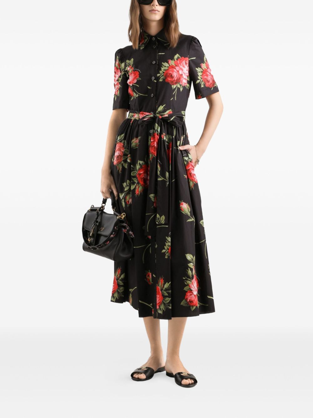 Dolce & Gabbana Women Roses Bouquet Print Midi Dress