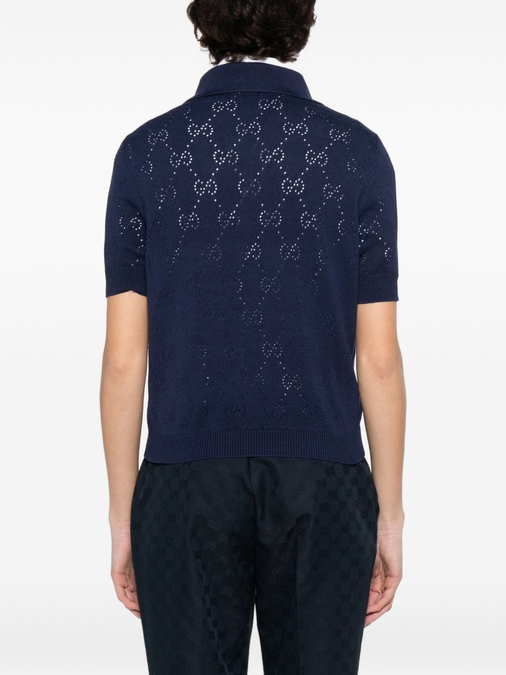 Gucci Women Gg Cotton And Silk Polo Shirt