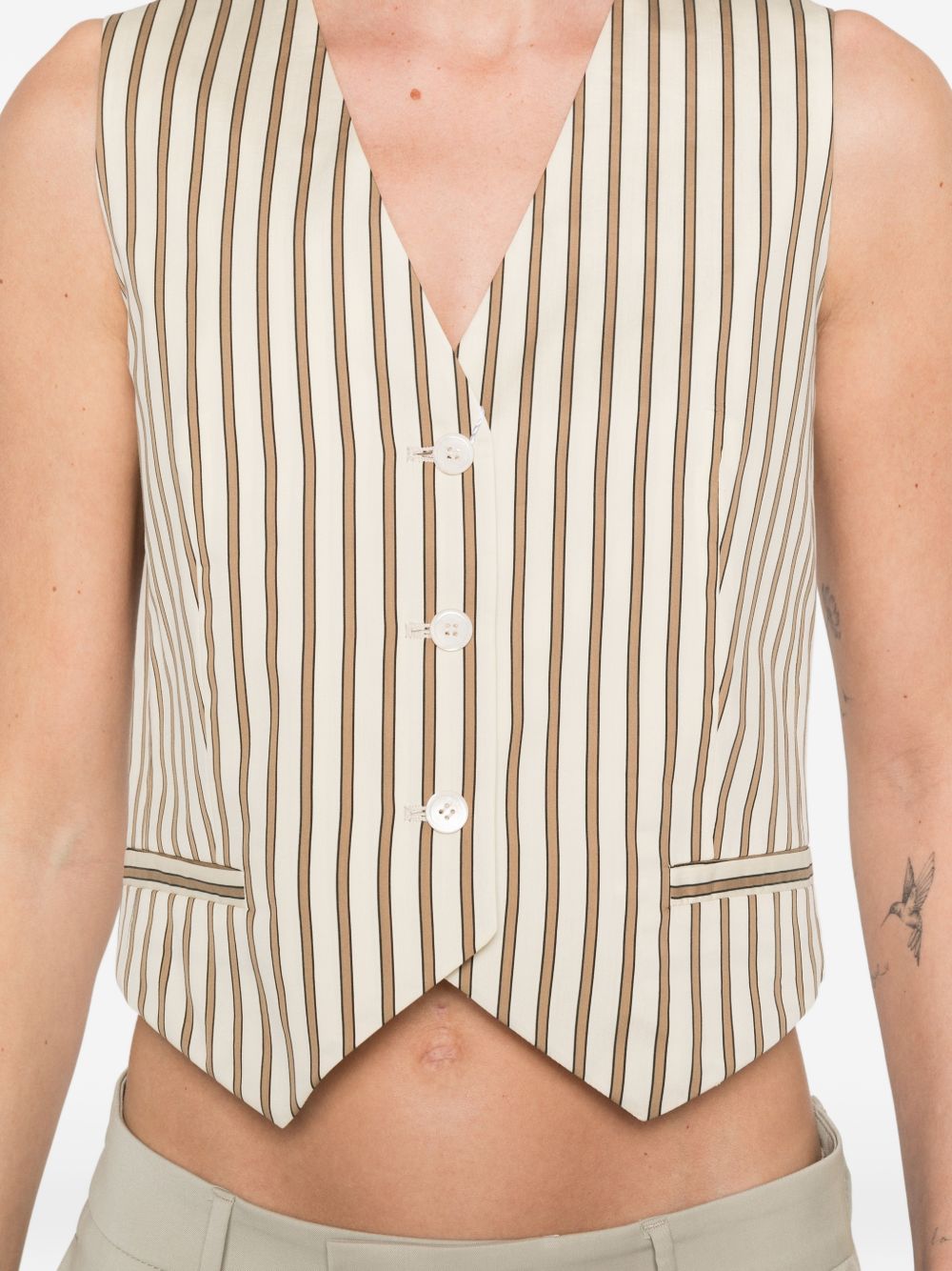 Max Mara Women Cotton And Silk Striped Vest
