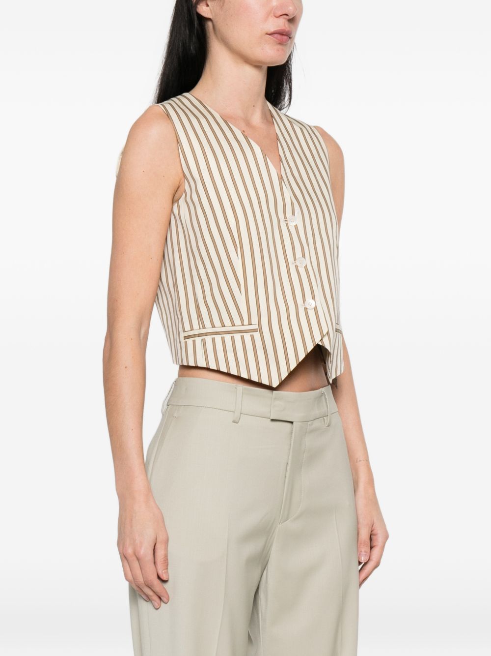 Max Mara Women Cotton And Silk Striped Vest