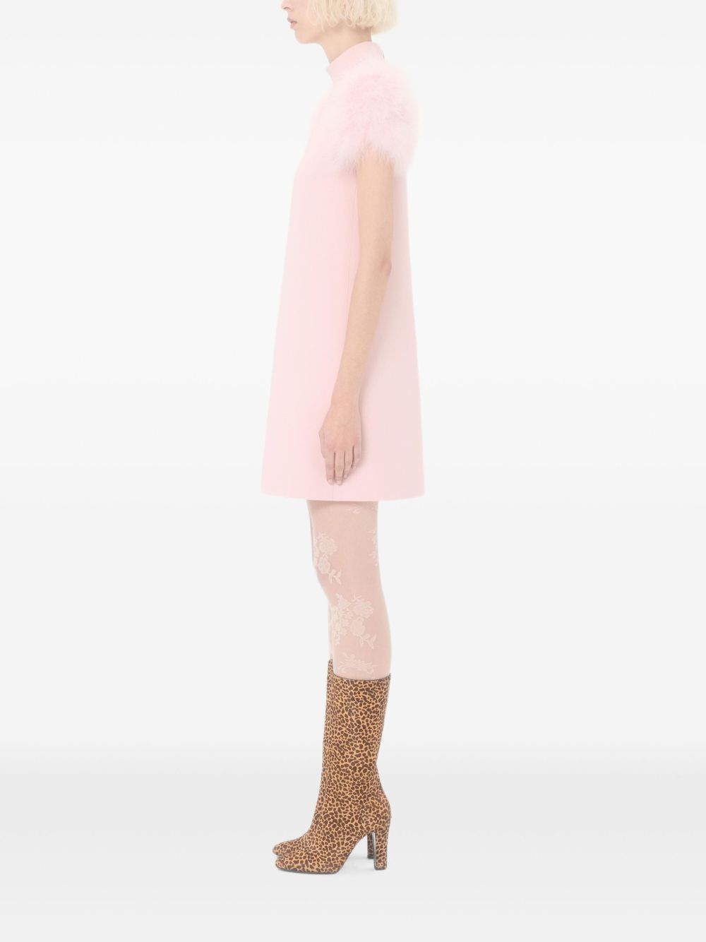 Valentino Women Feathered Wool And Silk Dress