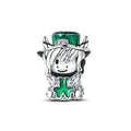 St. Patrick’s Day Highland Cow with Clover Charm