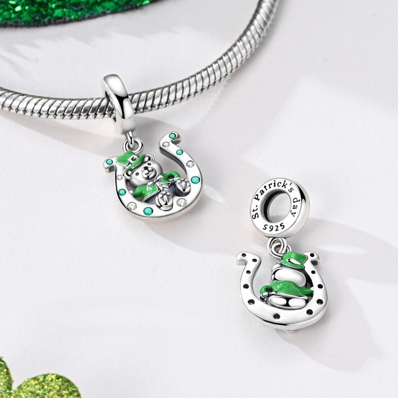 St. Patrick’s Day Lucky Bear & Horseshoe Dangle Charm