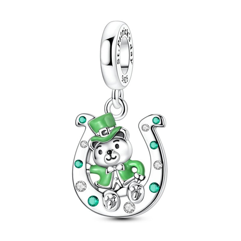 St. Patrick’s Day Lucky Bear & Horseshoe Dangle Charm