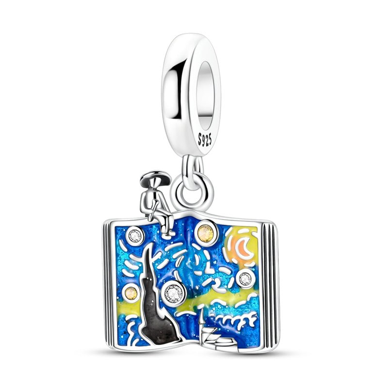 Starry Night Painting & Dream Book Dangle Charm
