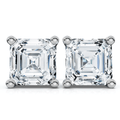 2.04Ct Asscher Cut Diamond Studs 14k White Gold Lab Grown Earrings