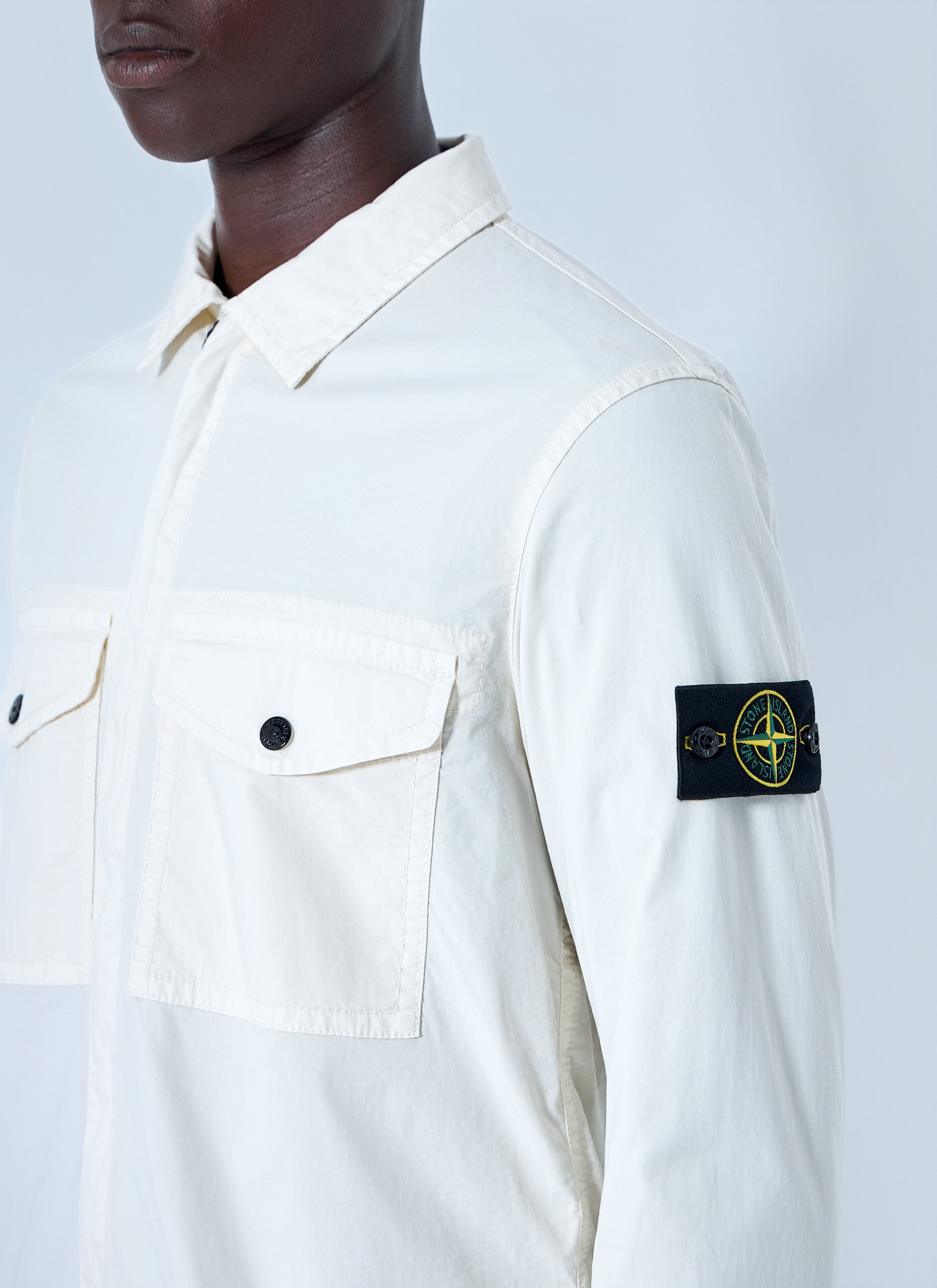 Stone Island Men Zip-Front Overshirt With Flap Pockets