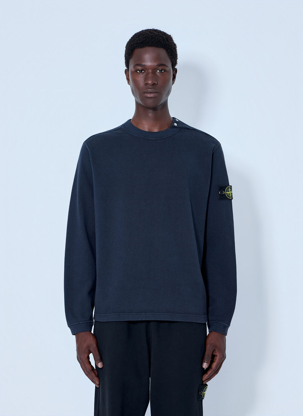 Stone Island Men Crewneck Sweatshirt With Sleeve Logo Patch