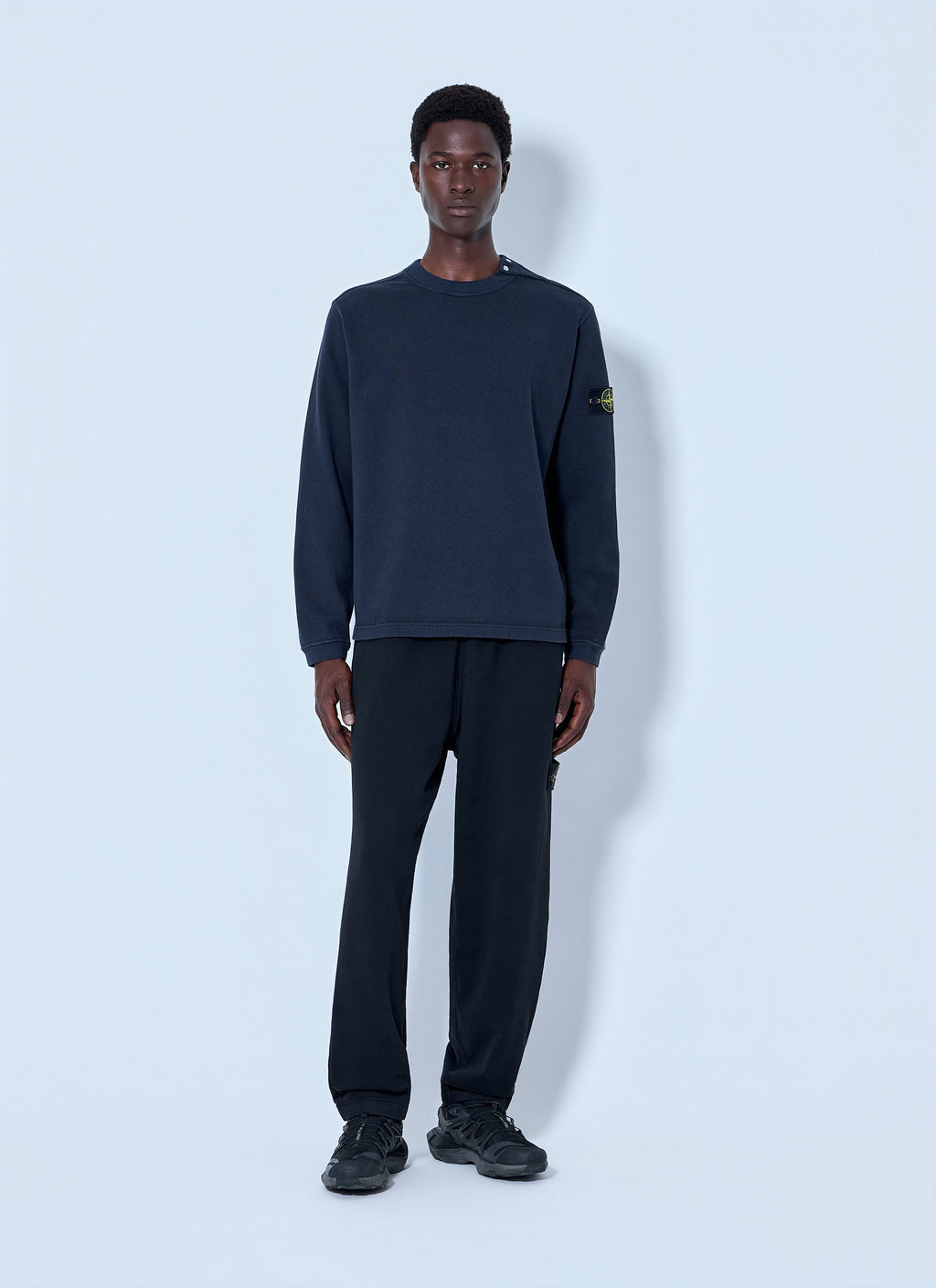 Stone Island Men Crewneck Sweatshirt With Sleeve Logo Patch