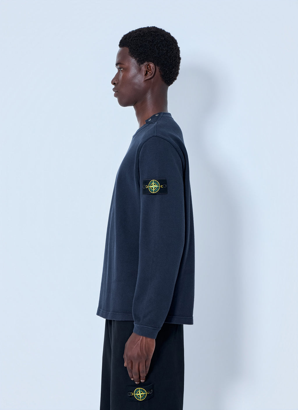 Stone Island Men Crewneck Sweatshirt With Sleeve Logo Patch