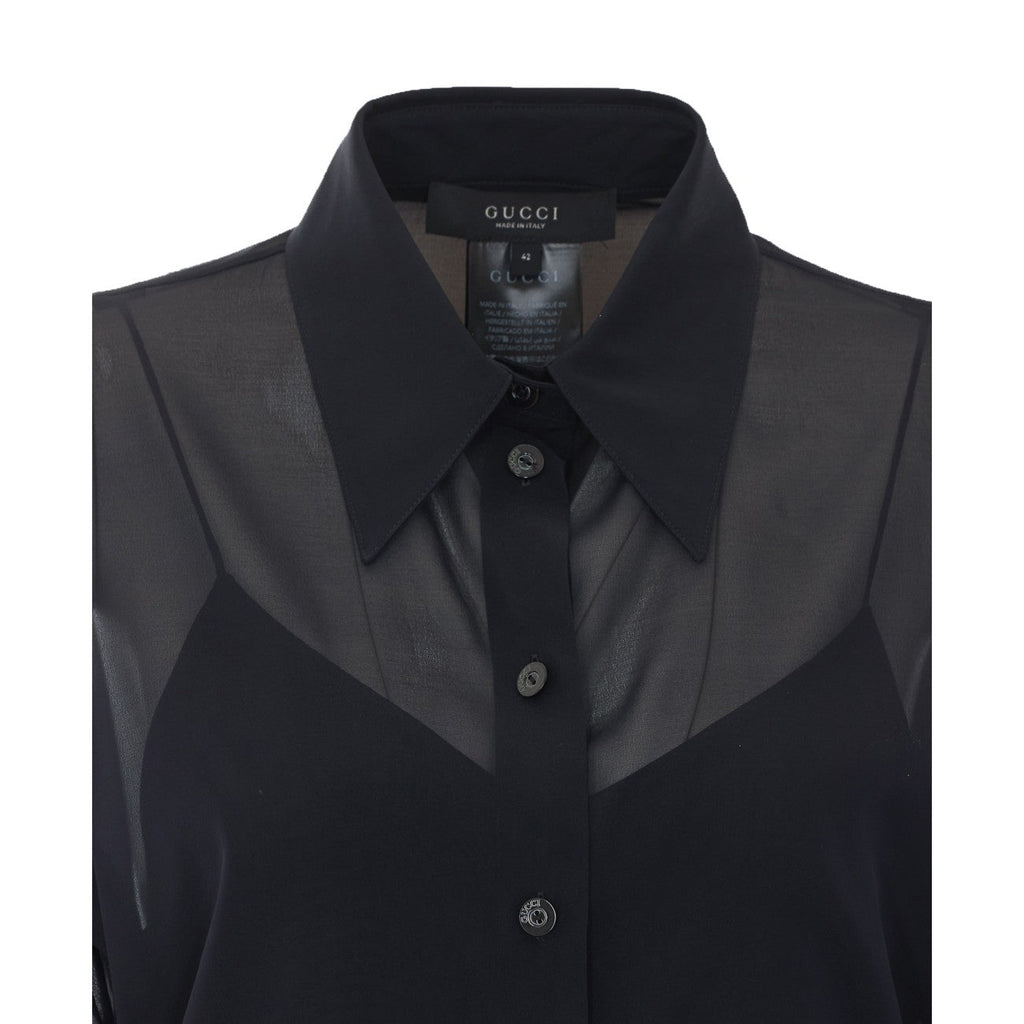 Gucci Women Stretch Silk Chiffon Shirt