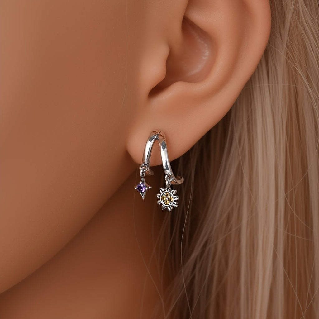 Sun & Moon Hoop Earrings