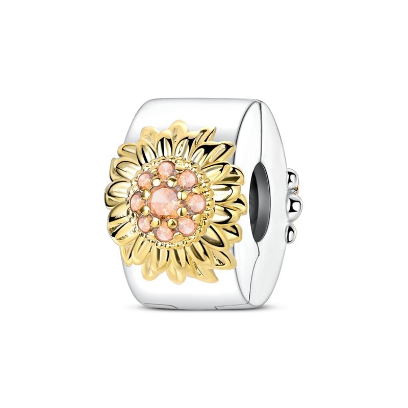 Sunflower Charm with Pink Crystals Clip Charm