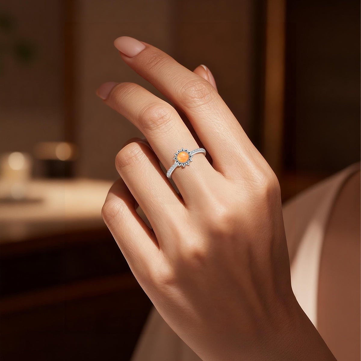 Sunflower Orange Opal Radiance Ring