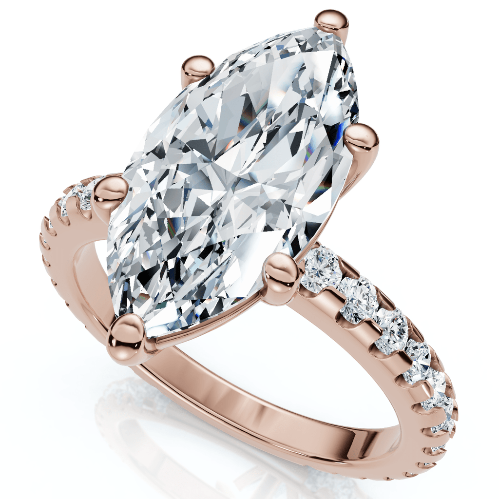 Certified 3.40Ct Marquise Diamond Engagement Ring 14k Gold Lab Grown