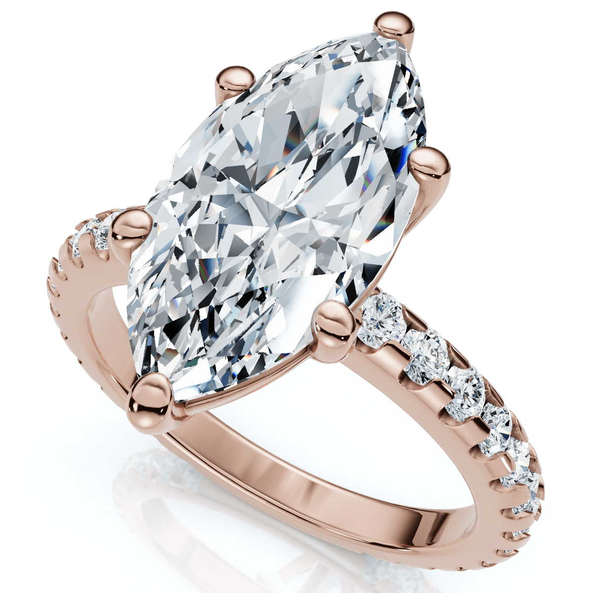 Certified 3.40Ct Marquise Diamond Engagement Ring 14k Gold Lab Grown