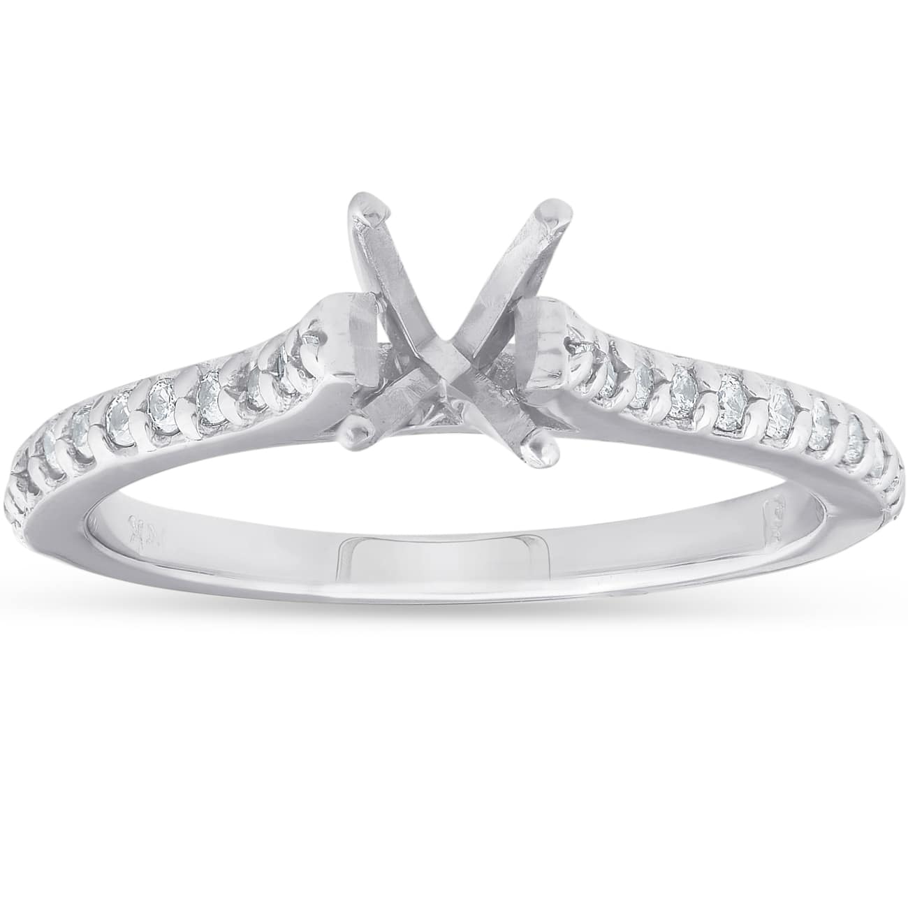 1/4ct Diamond Engagement Ring Setting 14K White Gold Size Selectable