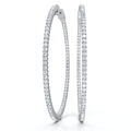 1 3/4 CT Diamond Inside Outside Hoops High Quality Vault Lock 2" Tall