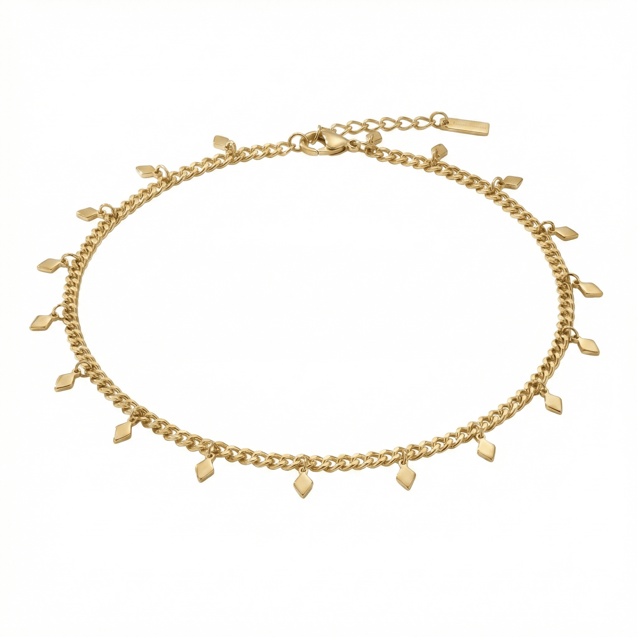 Sabrina Anklet 4mm Curb Chain 10" Lobster Clasp 18k Plated Yellow gold