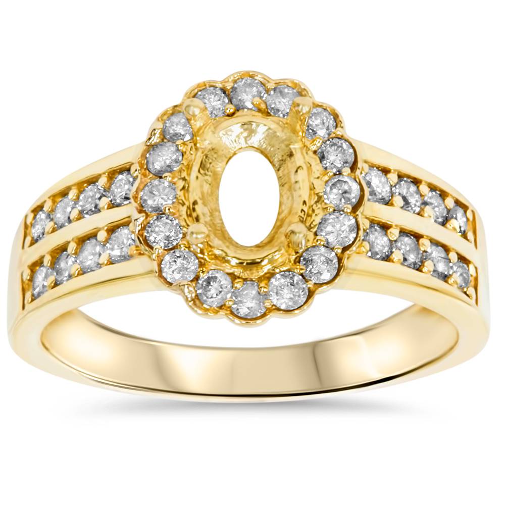 3/8ct Oval Shape Diamond Gold Engagement Ring Setting Size Selectable