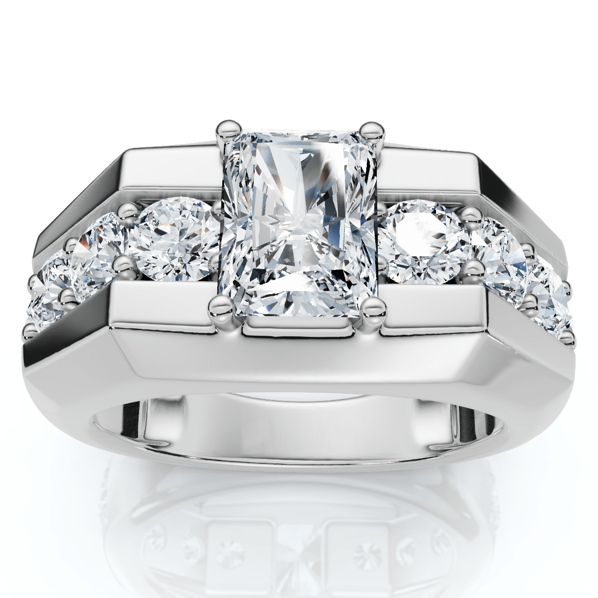 Certified 6 1/2Ct Men's Radiant Cut Diamond Ring 14k Gold Lab Grown FG/VS