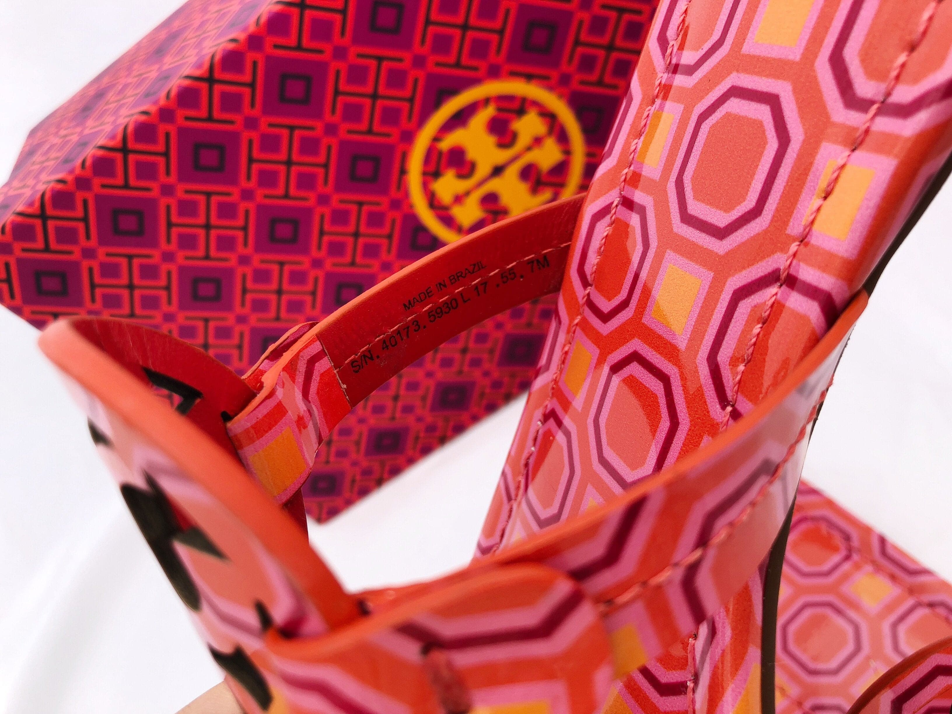 Tory Burch Miller Sandals Flip Flop Orange Coral Pink 7