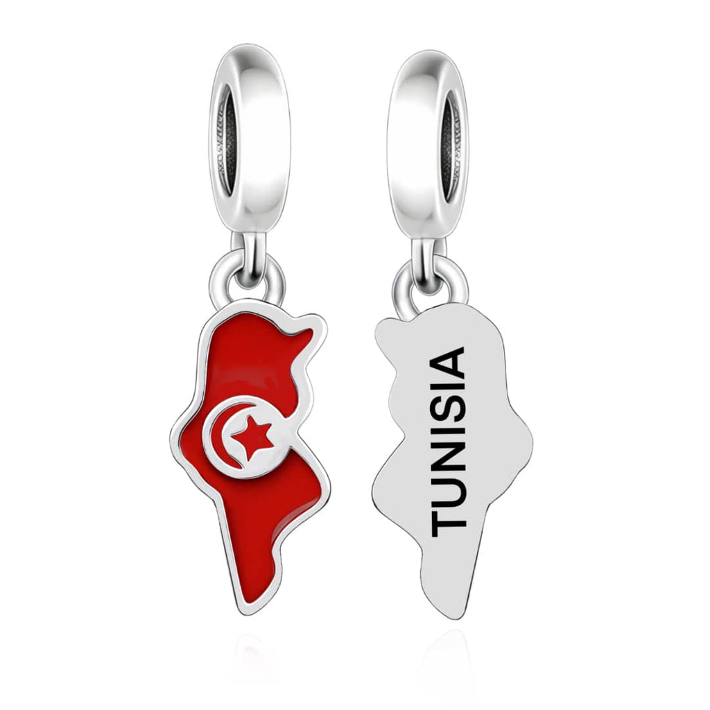 Tunisia Map Flag Dangle Charm