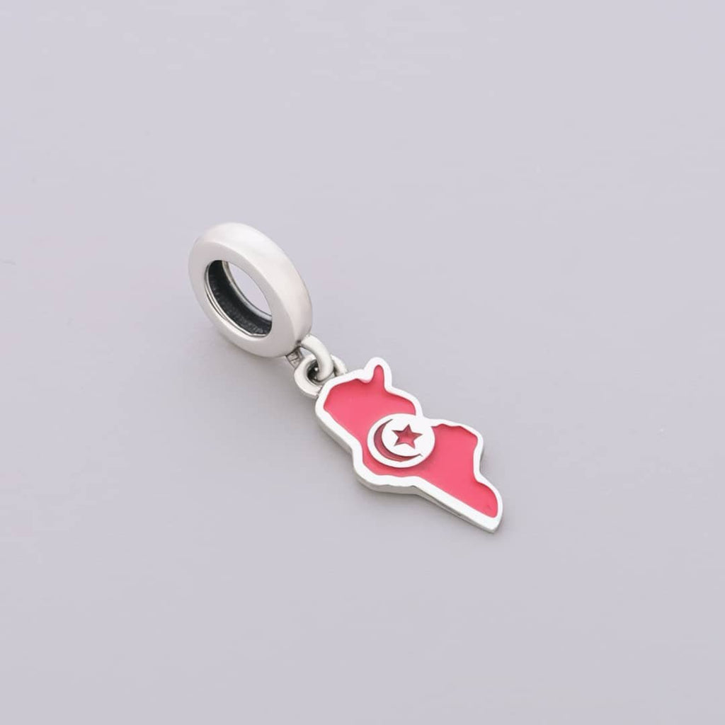 Tunisia Map Flag Dangle Charm