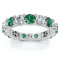 3Ct Green Emerald & Diamond Eternity Ring 14k Gold or Platinum Lab Grown