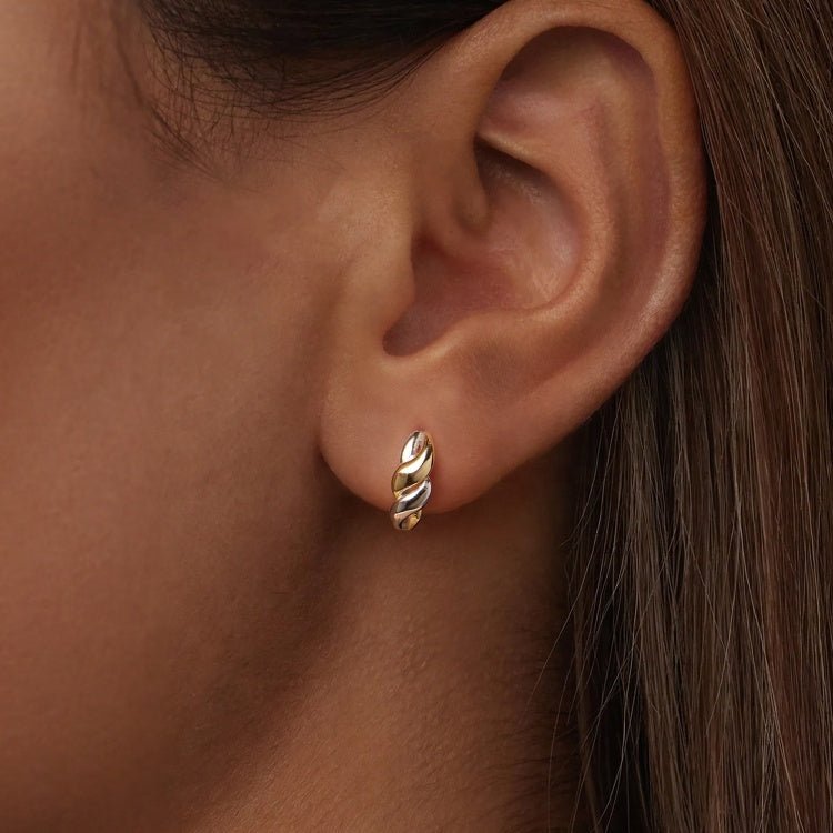 Twisted Dual-Tone Glow Hoop Earrings