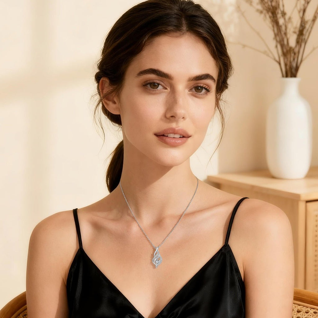 Twisted Flame Pavé Pendant Necklace
