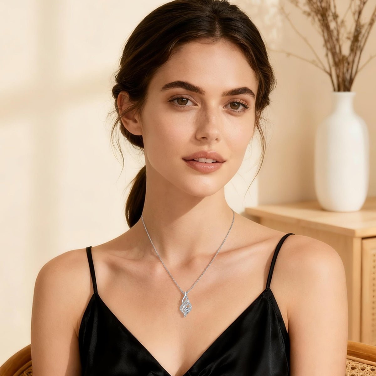 Twisted Flame Pavé Pendant Necklace