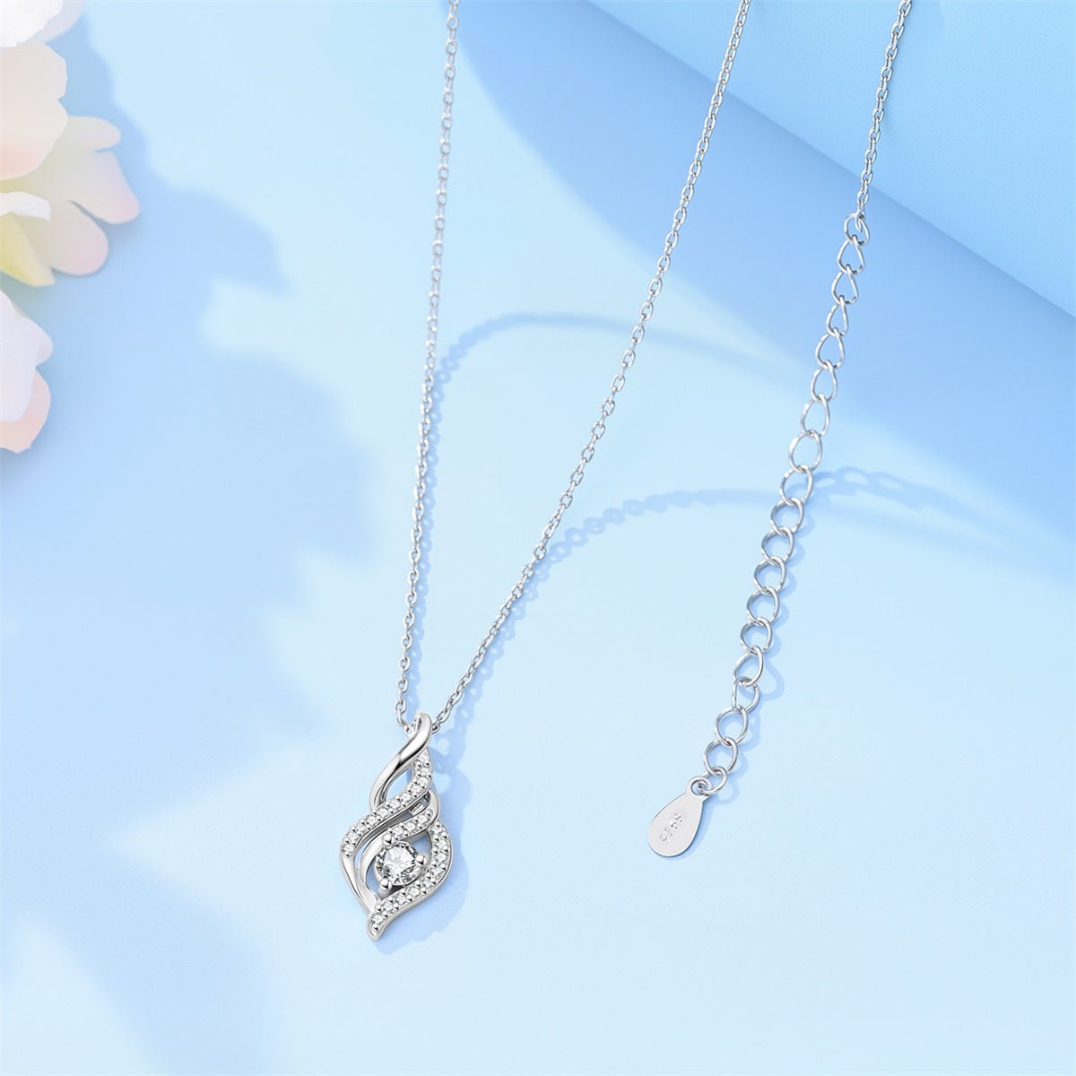 Twisted Flame Pavé Pendant Necklace