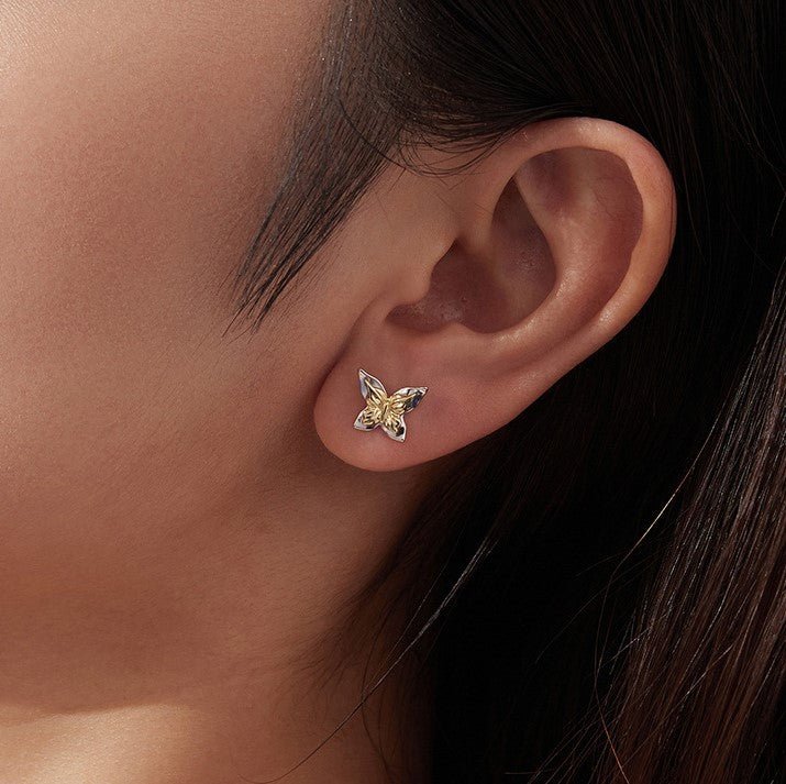 Two-Tone Butterfly Stud Earrings