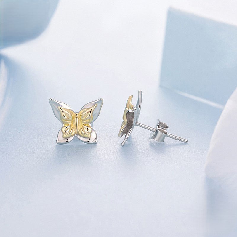 Two-Tone Butterfly Stud Earrings