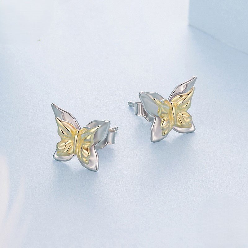 Two-Tone Butterfly Stud Earrings
