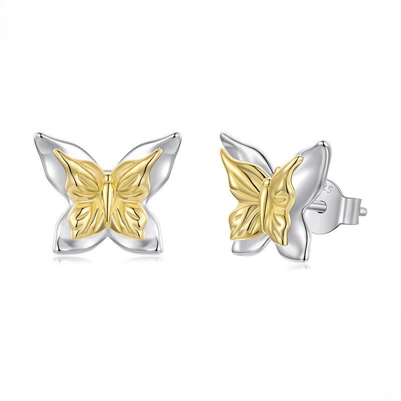 Two-Tone Butterfly Stud Earrings