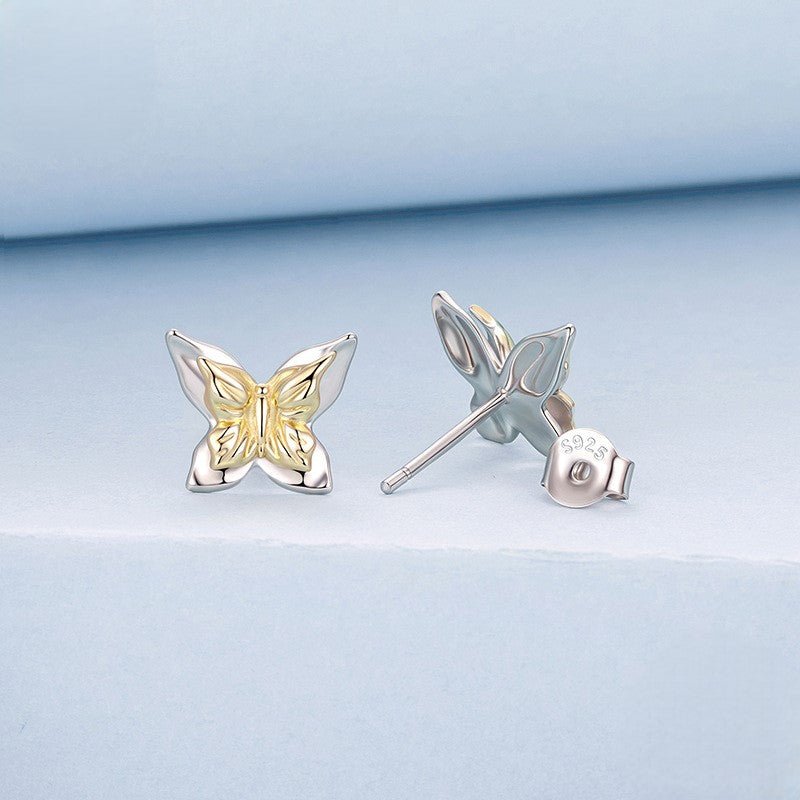 Two-Tone Butterfly Stud Earrings