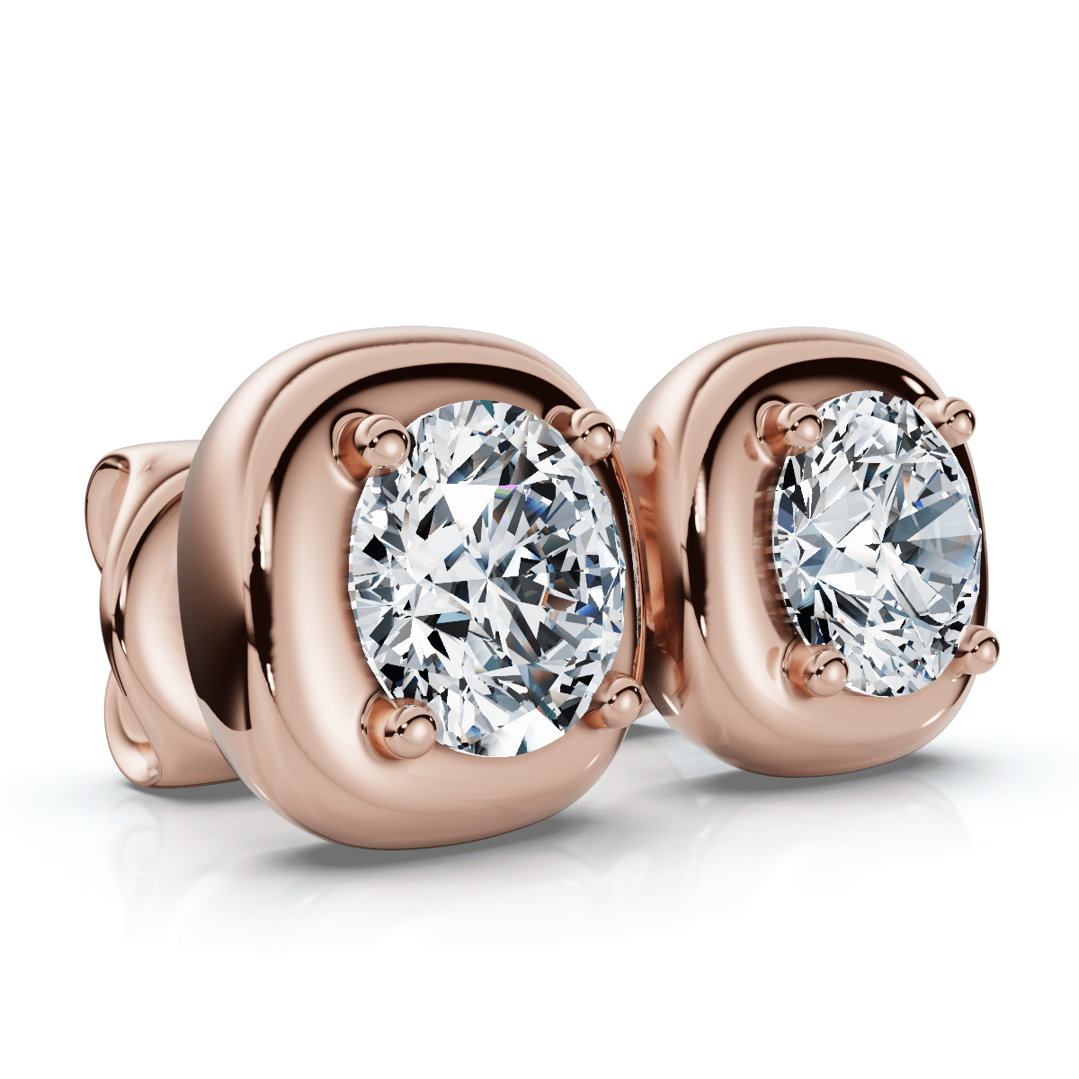 3Ct Cori Diamond Cushion Button Studs 14k Gold Earrings Lab Grown FG/VS