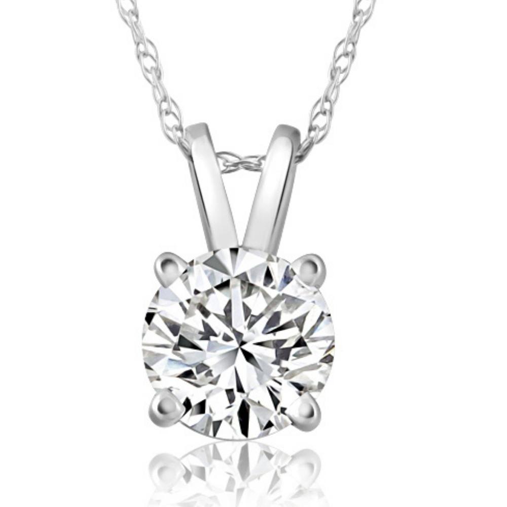 F/VS1 1.01Ct GIA Certified Natural Diamond Pendant 14k White Gold Necklace
