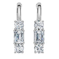 6Ct Emerald & Round Cut Diamond Earrings 14k Gold Lab Grown 1 1/3"  Tall