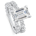 Certified 7.74Ct Emerald Diamond Side Halo Engagement Ring Set 14k Lab Grown Size: 7