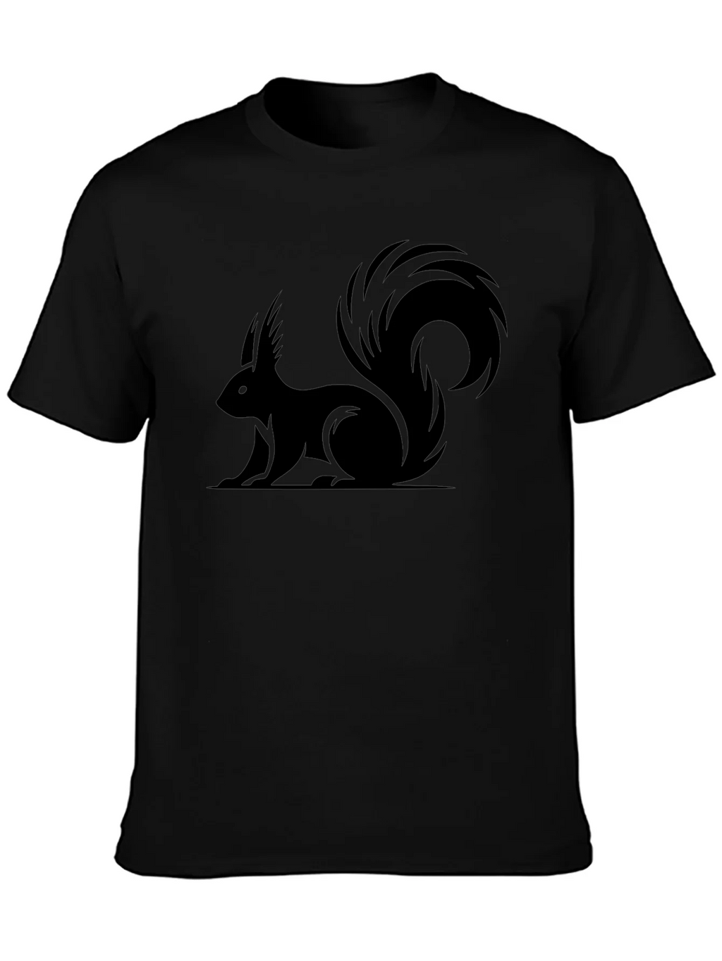 Squirrel Graphic Tee - Black Cotton Casual