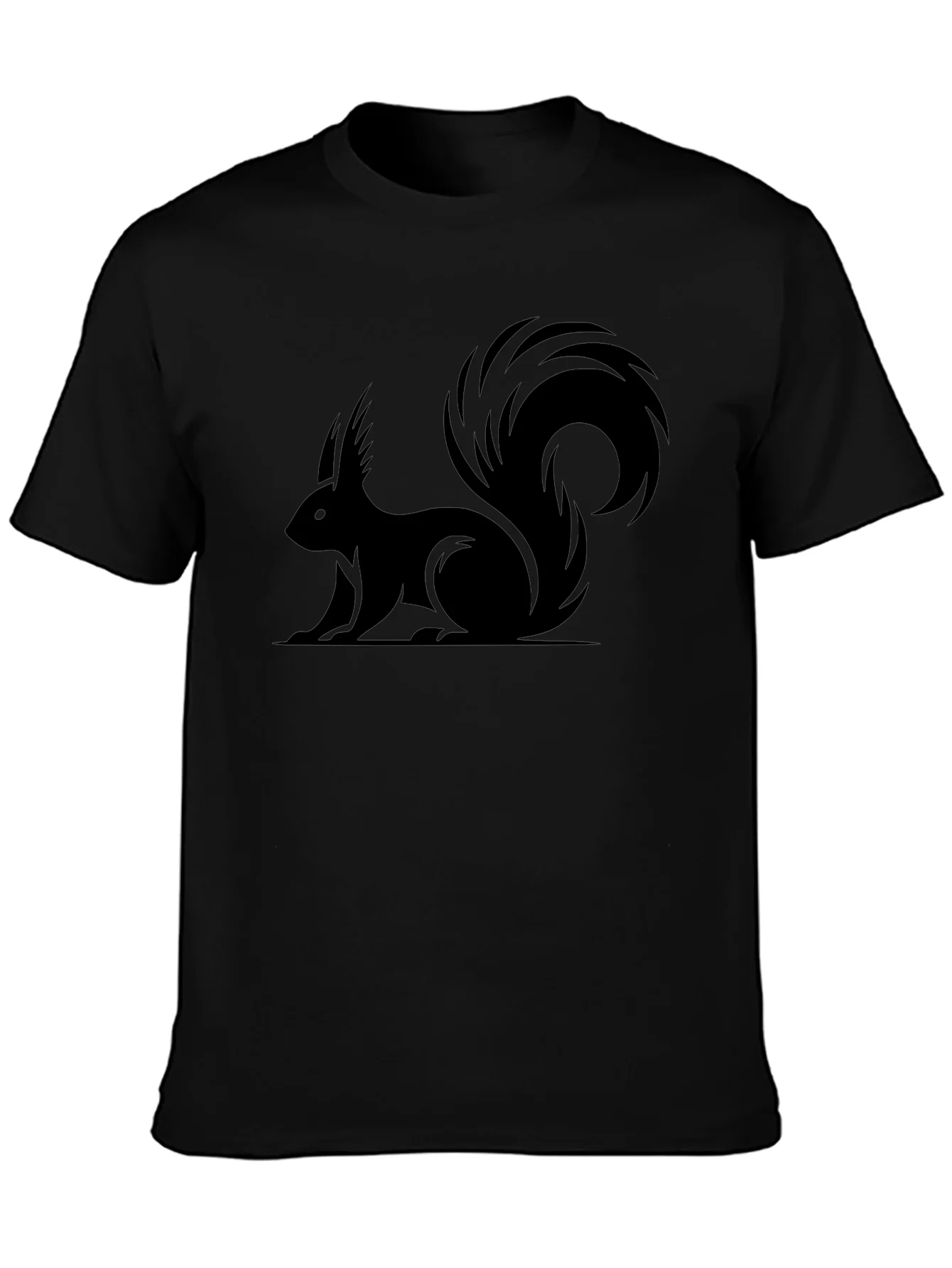 Squirrel Graphic Tee - Black Cotton Casual