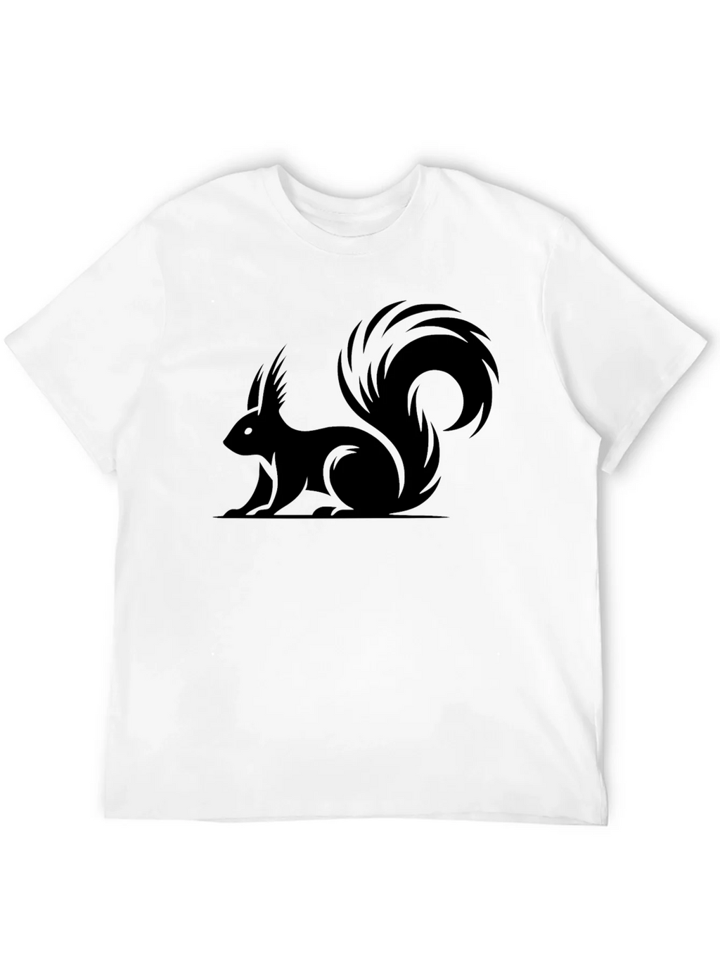 Squirrel Graphic Tee - Black Cotton Casual