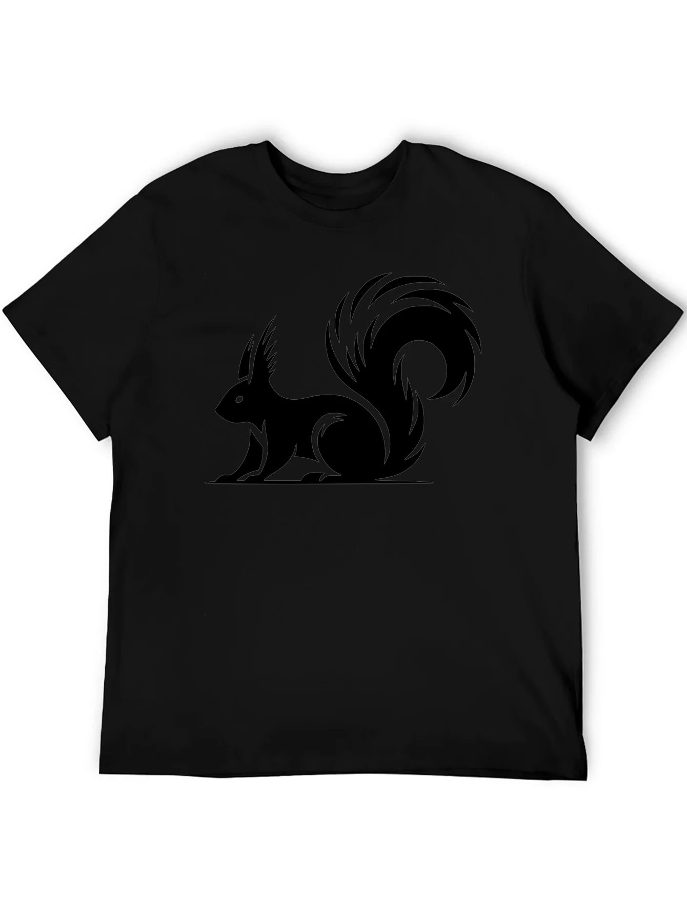 Squirrel Graphic Tee - Black Cotton Casual