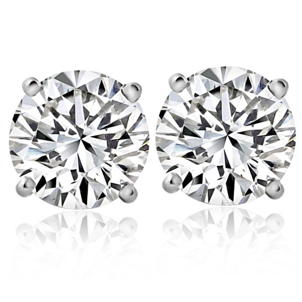 2 1/4 Ct T.W. Round Cut Diamond Studs Lab Grown 14k White Gold