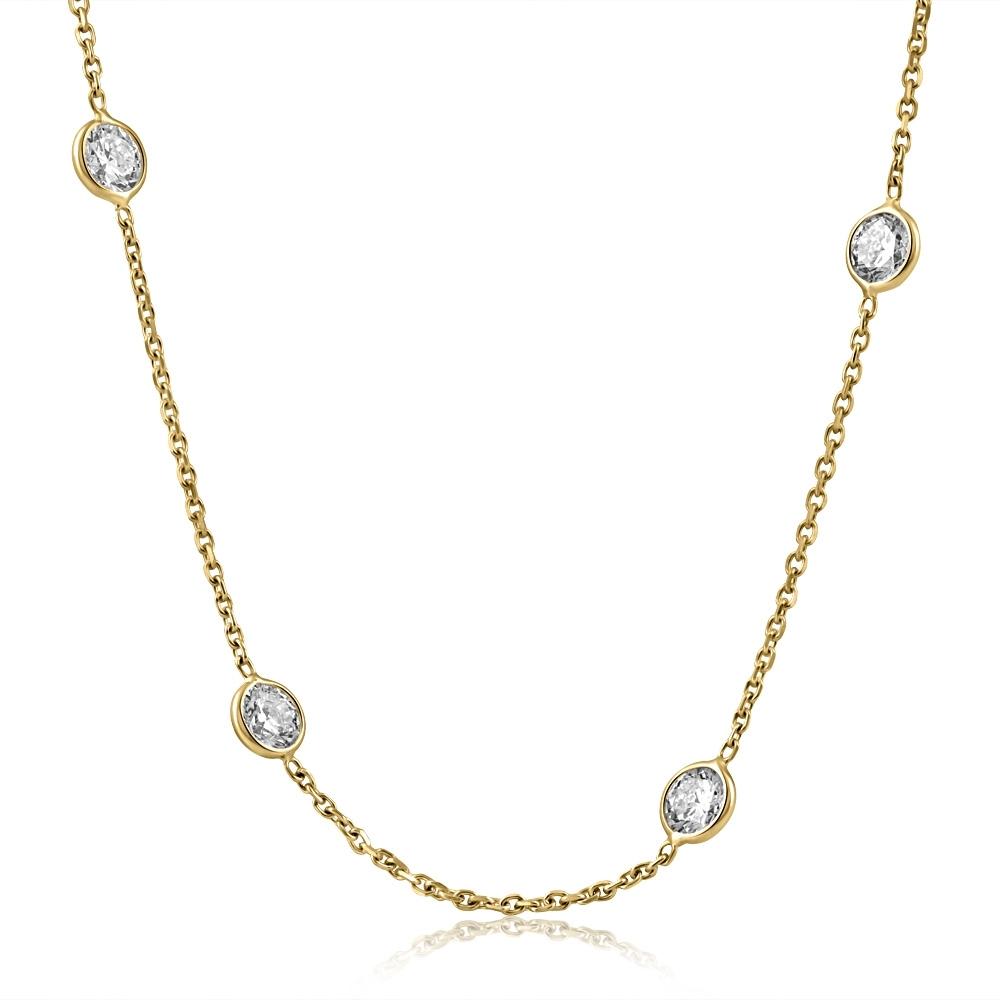 4Ct Diamonds By The Yard Necklace 14K Yellow Gold Lab Grown Station Pendant