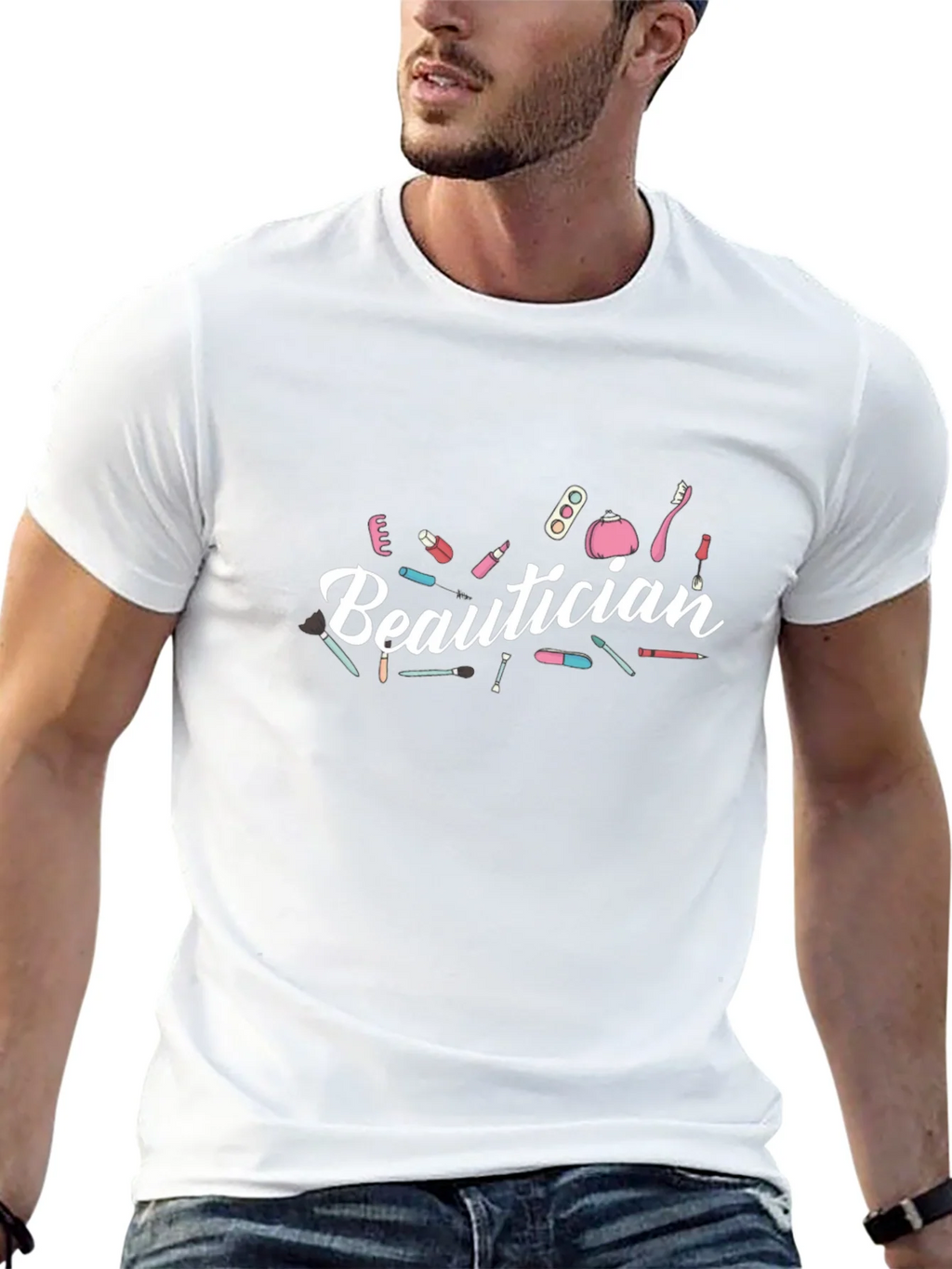Beautician Graphic Print Black T-Shirt